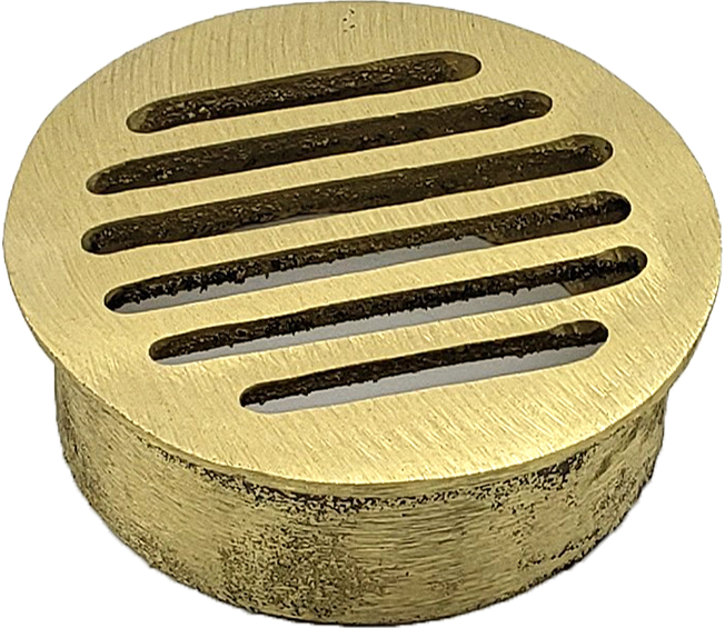 Round Metal Drop-In Drain - Yellow Brass- 4 In