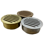 Round Metal Drop-In Drain - Yellow Brass, Red Brass, Aluminum - 4 In