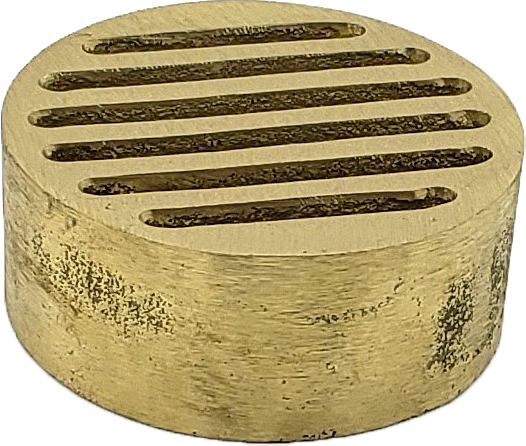 Round Metal Drop-In Drain - Yellow Brass- 4 In