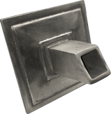 metal water spout | scupper with square backplate - 6 In - Red Brass