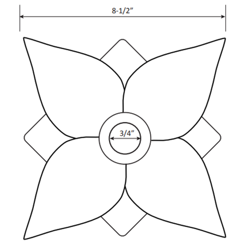 Water Scupper - 8-½" Four Point Petal Design, ¾” ID