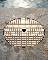 9-7/8" Skimmer Lid, Waffle, Solid Cast Brass or Aluminum shown in use