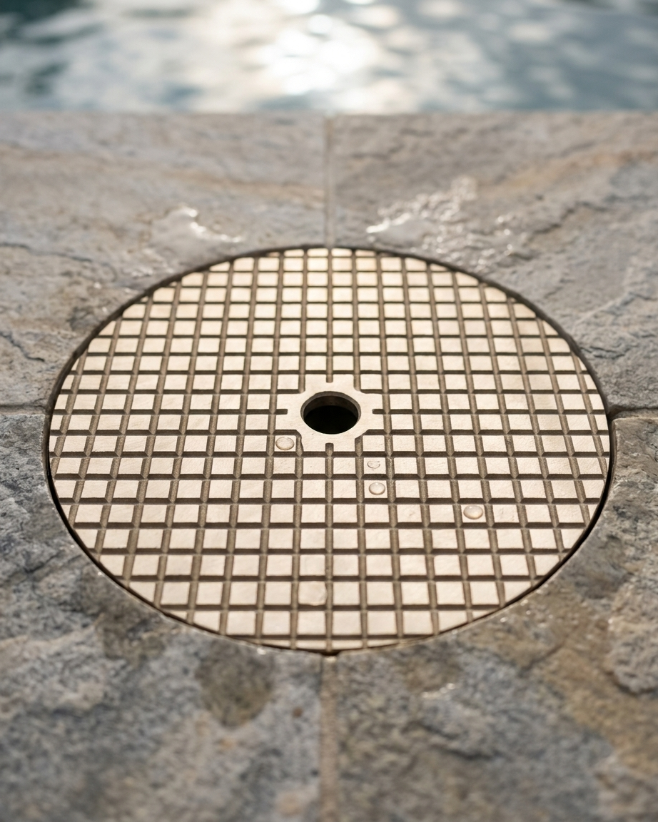 9-7/8" Skimmer Lid, Waffle, Solid Cast Brass or Aluminum shown in use