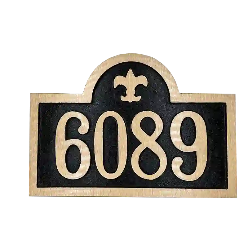 Fleur de Lis Yellow Brass address plaque