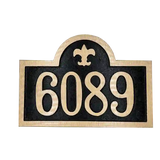Fleur de Lis Yellow Brass address plaque