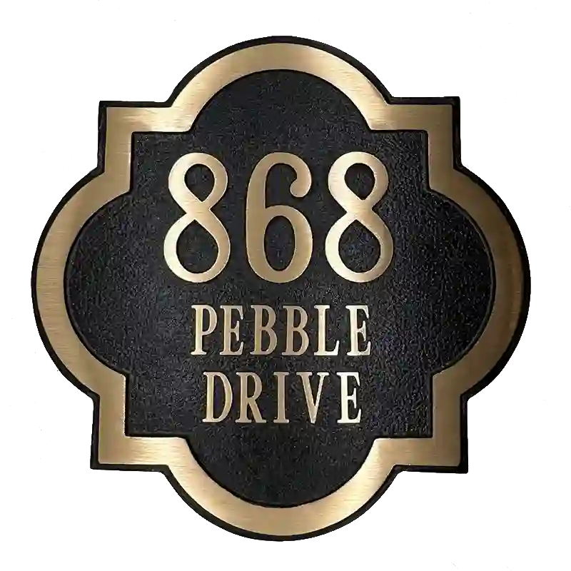 Round Yellow Brass address plaque - 15"