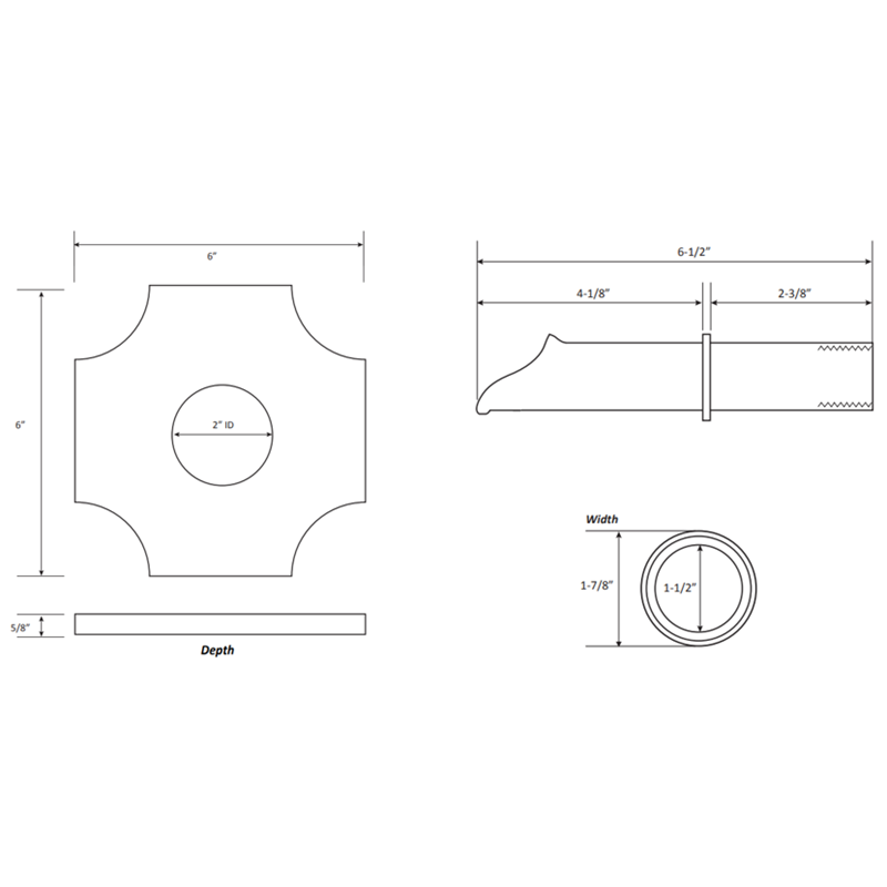 Water Scupper with 6-1/2” Water Spout - Reign Design, 6" OD