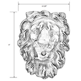 Majestic Lion Head Water Scupper - 9” H x 6-5/8” W