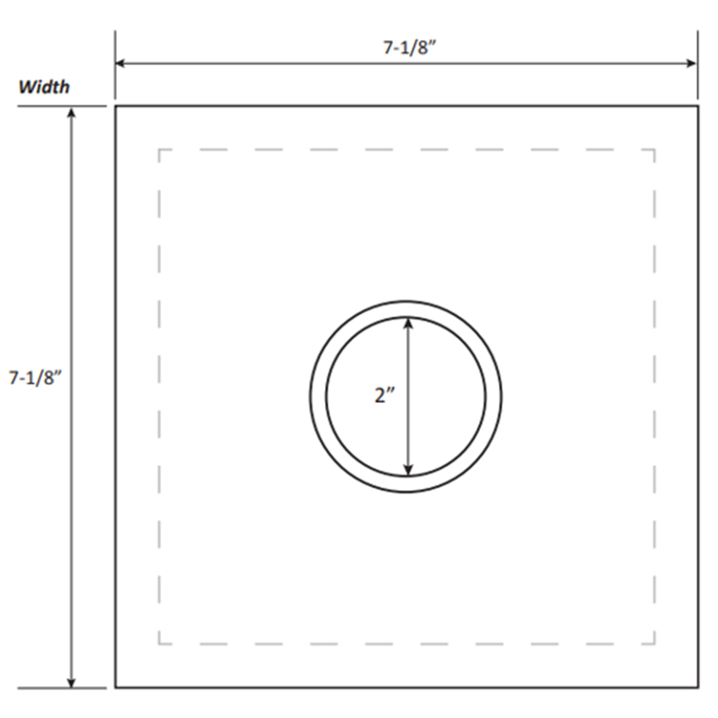 Water Scupper Backplate - 7-1/8” Square Jackson, 2” ID