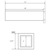 Flat Front Water Scupper - 10" Square Spout, 2" ID