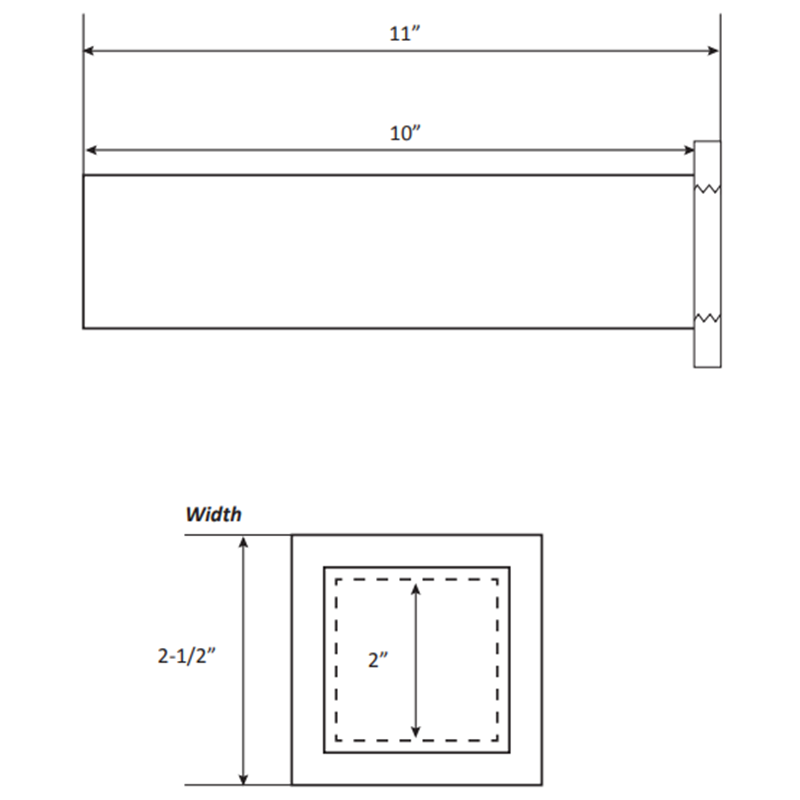 Flat Front Water Scupper - 10" Square Spout, 2" ID