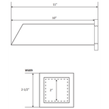 Angled Front Water Scupper - 10" Square Spout, 2" ID
