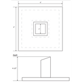 Water Scupper Backplate with Spout & exposed edge - 6″ Square, 1" ID