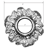 Water Scupper Backplate - Petal Design, 6" Round, 2" ID