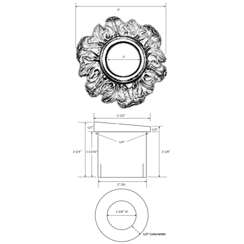 flower round metal water scupper |spout - 6 In