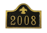 Fleur de Lis Yellow Brass address plaque - 3" 