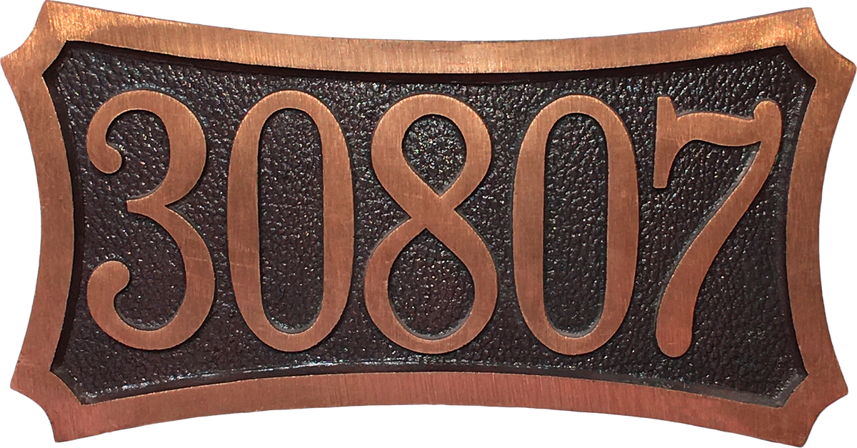 Red Brass 5 number address plaque 