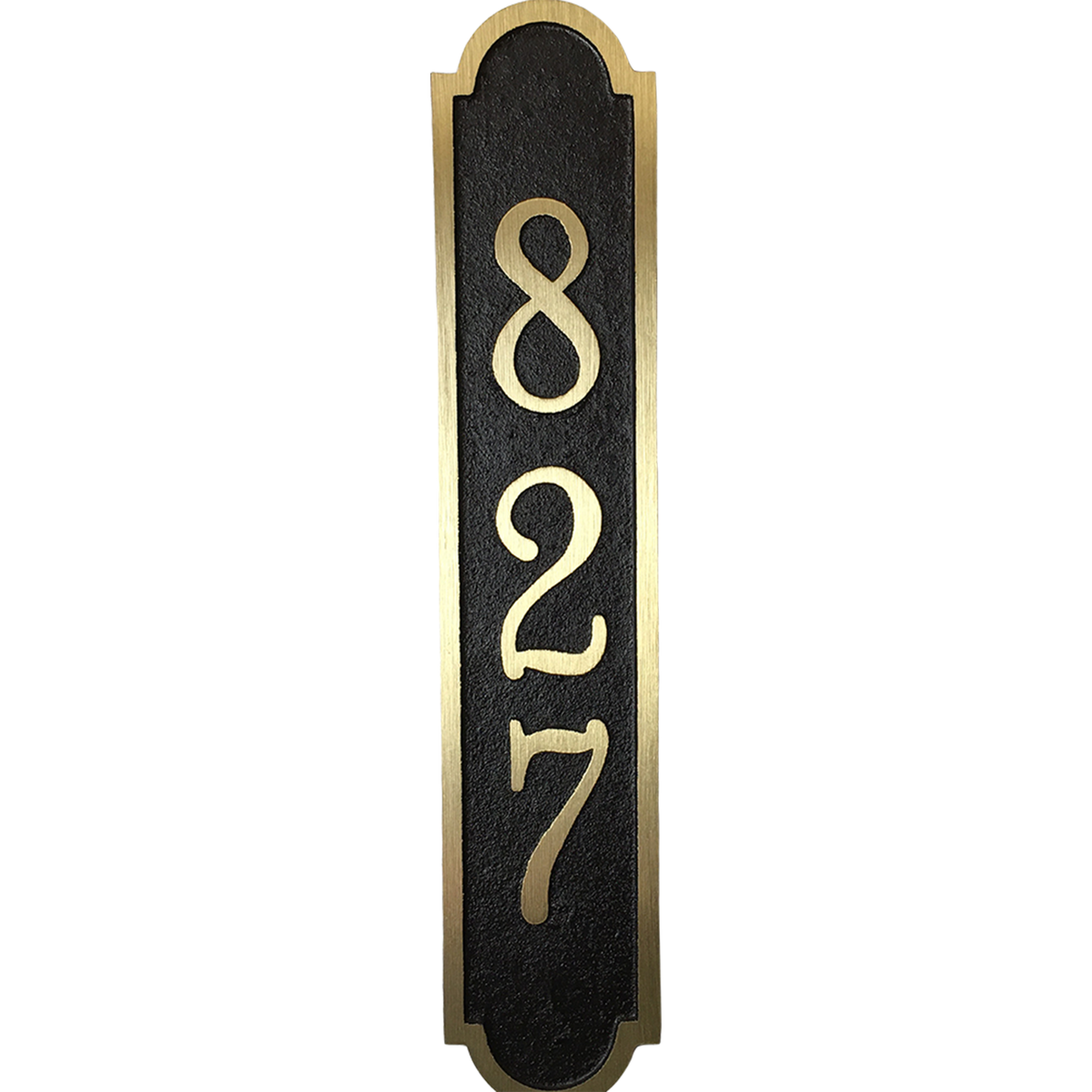 Vertical solid Yellow Brass address plaque 