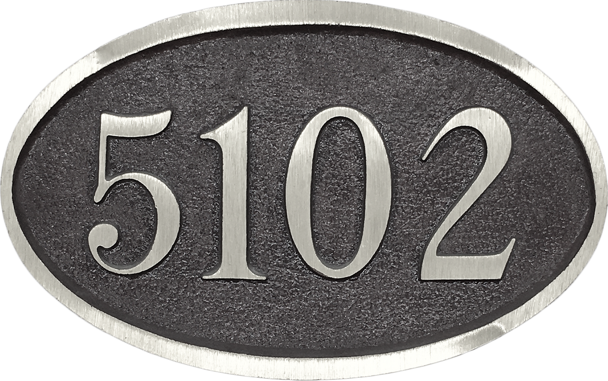 Oval Aluminum address plaque - 10"