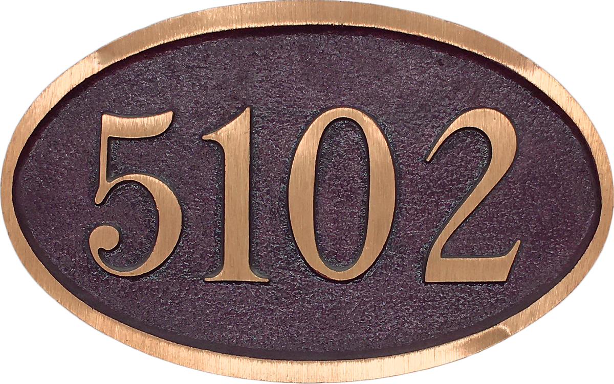Oval Yellow Brass address plaque - 10"
