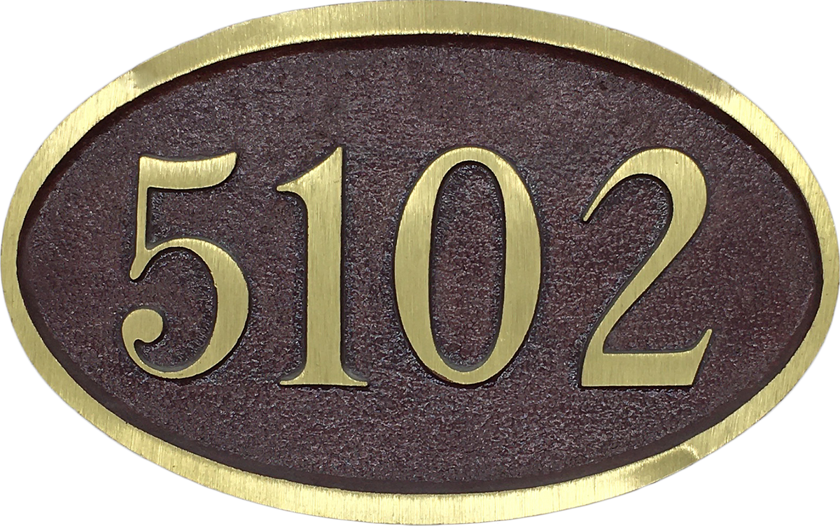 Oval Red Brass address plaque - 10"
