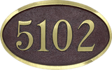 Oval Red Brass address plaque - 10"