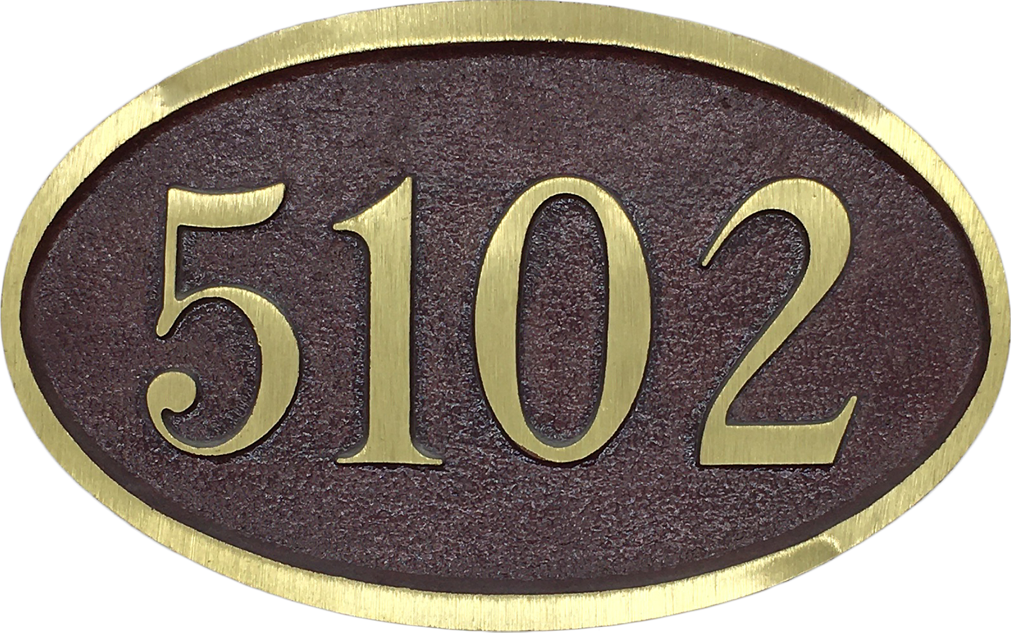 Oval Red Brass address plaque - 10"