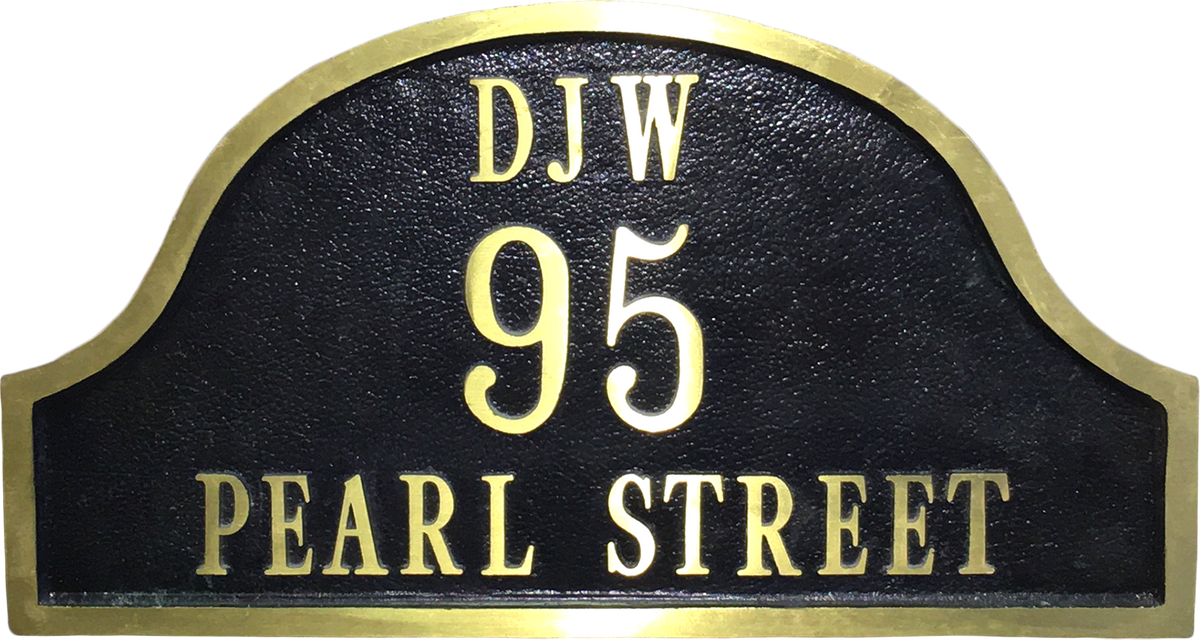 Arch Yellow Brass address plaque - 17"