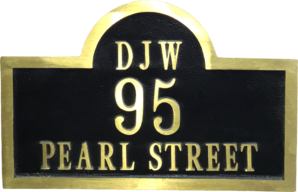 Arch Yellow Brass address plaques 