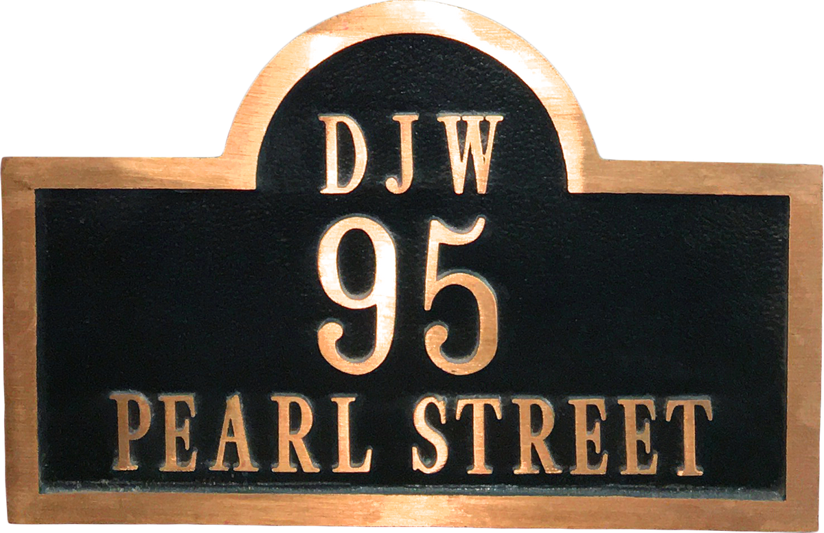 Arch Red Brass address plaques 