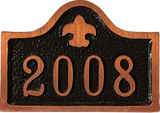 Fleur de Lis Red Brass address plaque - 3" 