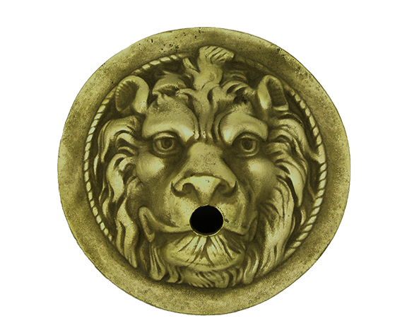 lion head metal water scupper | spout- Yellow Brass