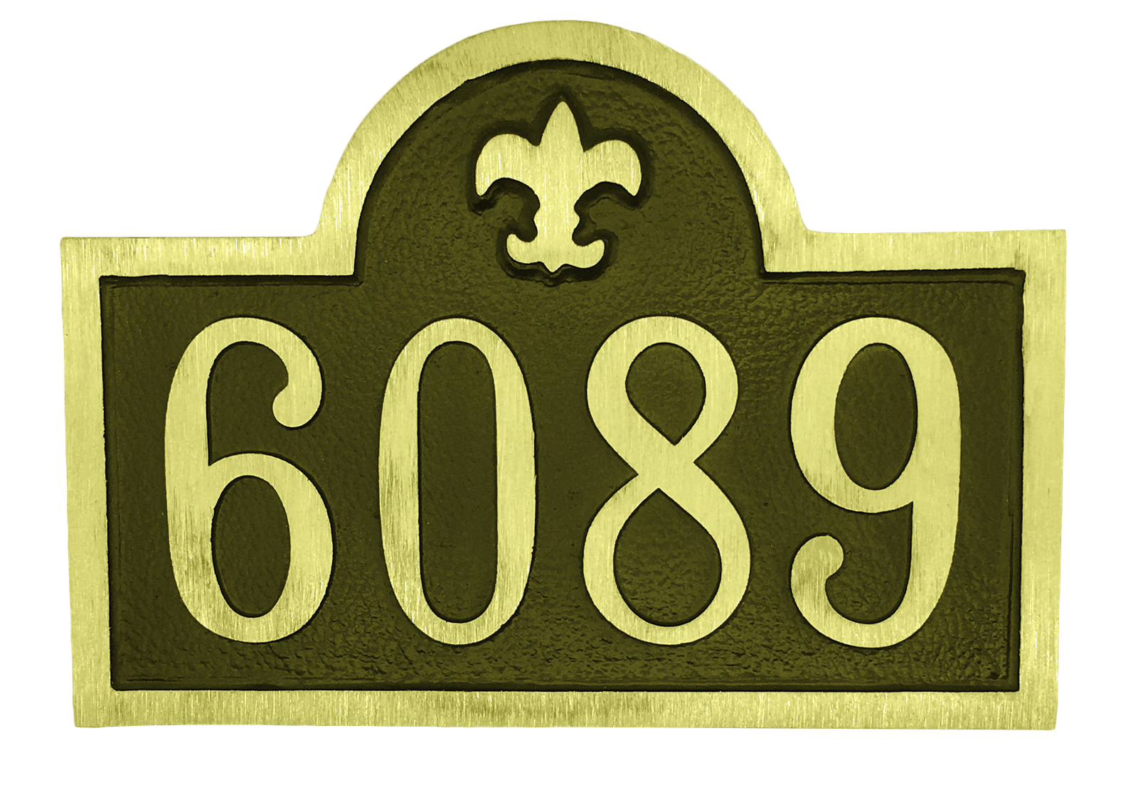 Fleur de Lis Red Brass address plaque